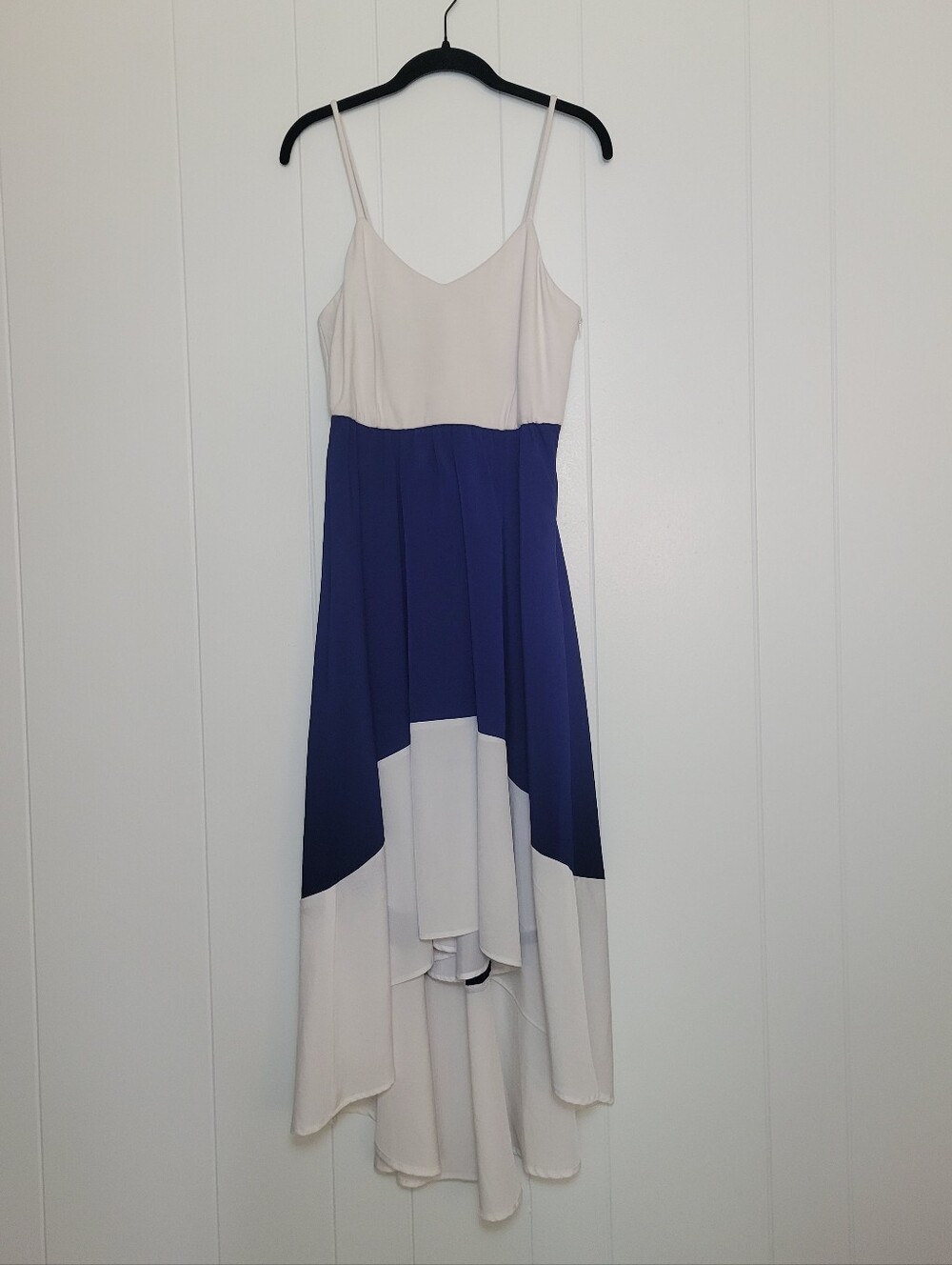 Hutch For W Wantable High Low Colorblock Midi Dress Blue & White Sleeveless M